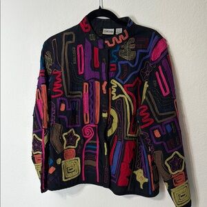 Chico's Multicolor Abstract Jacket Size 3 Woman’s size XL 16 Snap Front